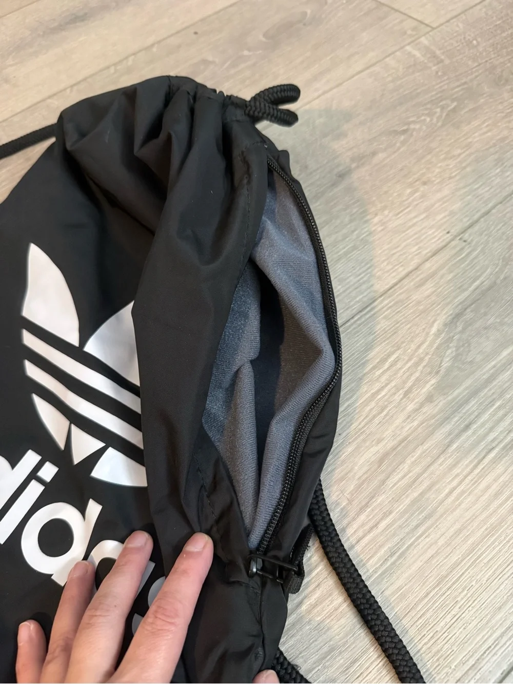 adidas Black Trefoil Drawstring Gym Bag - Picture 3 of 6